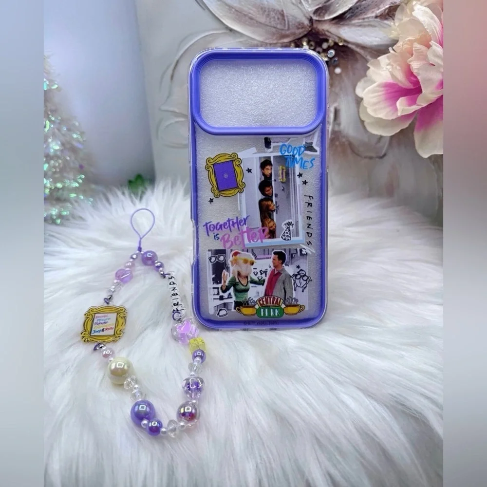 Friends Themed iPhone 17 Pro Case with Matching Beaded Strap